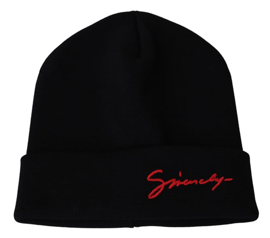 Givenchy Black Wool Unisex Winter Warm Beanie Hat - Gio Beverly Hills