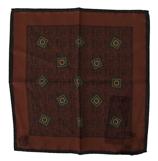 Dolce & Gabbana Brown Patterned Silk Square Handkerchief Scarf - Gio Beverly Hills