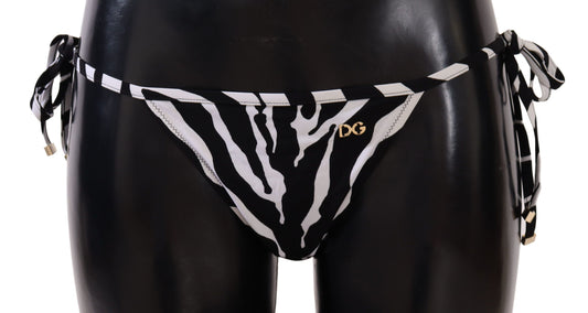 Dolce & Gabbana Black White Zebra Swimsuit Bikini Bottom Swimwear - Gio Beverly Hills