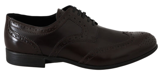 Dolce & Gabbana Brown Leather Broques Oxford Wingtip Shoes - Gio Beverly Hills