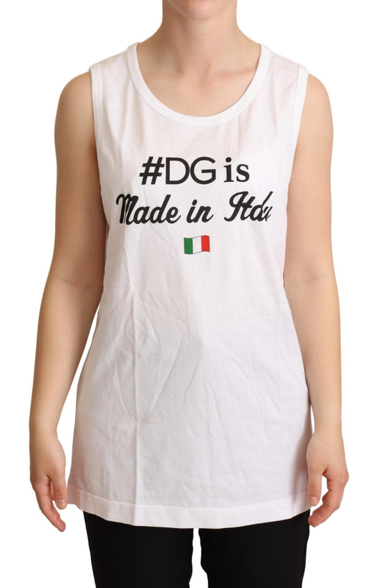 Dolce & Gabbana White Cotton #DG Motive Tank Top  T-shirt - Gio Beverly Hills