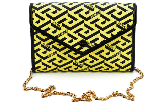 Versace Yellow Canvas and Leather Pouch Shoulder Bag - Gio Beverly Hills