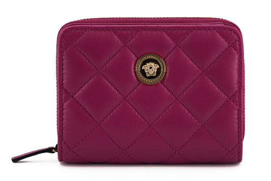 Versace Purple Nappa Leather Bifold Zip Around Wallet - Gio Beverly Hills