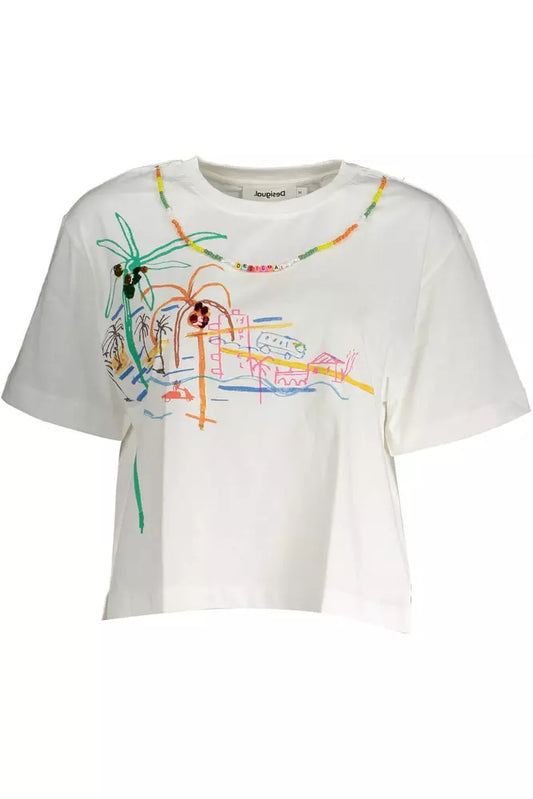 Desigual White Cotton Tops & T-Shirt - Gio Beverly Hills