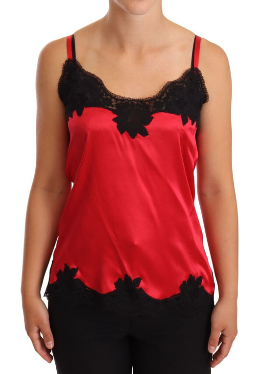Dolce & Gabbana Red Floral Lace Silk Satin Camisole Lingerie Top - Gio Beverly Hills