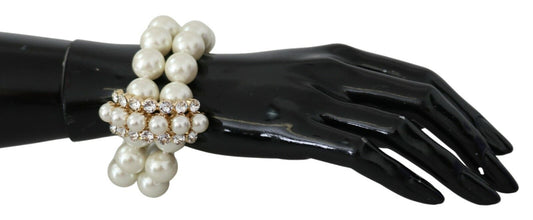 Dolce & Gabbana White Faux Pearl Beads Translucent Crystals Bracelet - Gio Beverly Hills