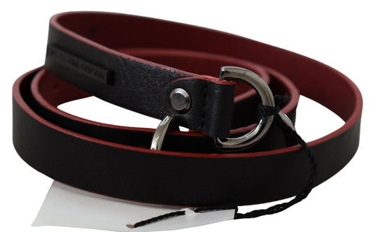 Costume National Black Red Skinny Leather Logo Belt - Gio Beverly Hills
