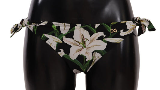 Dolce & Gabbana Bikini Bottom Black Lily Print Swimsuit Swimwear - Gio Beverly Hills