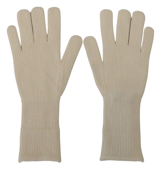 Dolce & Gabbana White Cashmere Knitted Hands Mitten Mens Gloves - Gio Beverly Hills