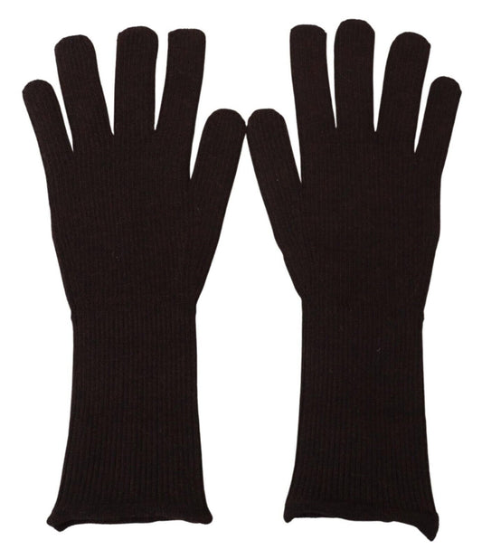 Dolce & Gabbana Brown Cashmere Silk Hands Mitten Mens Gloves - Gio Beverly Hills