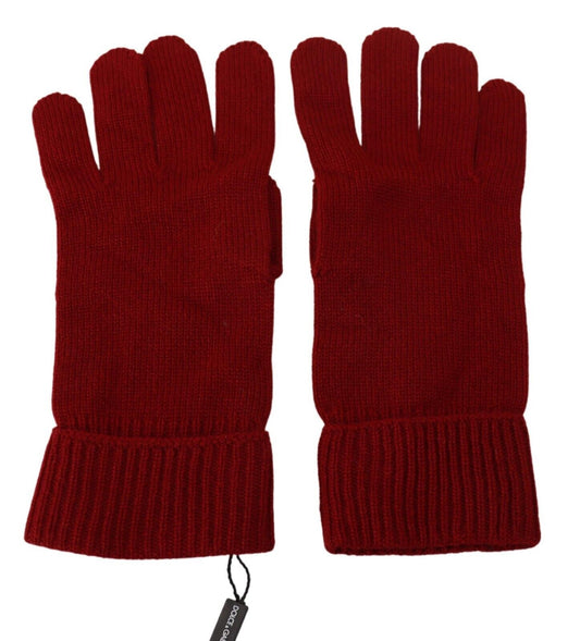Dolce & Gabbana Red 100% Cashmere Knit Hands Mitten Mens Gloves - Gio Beverly Hills