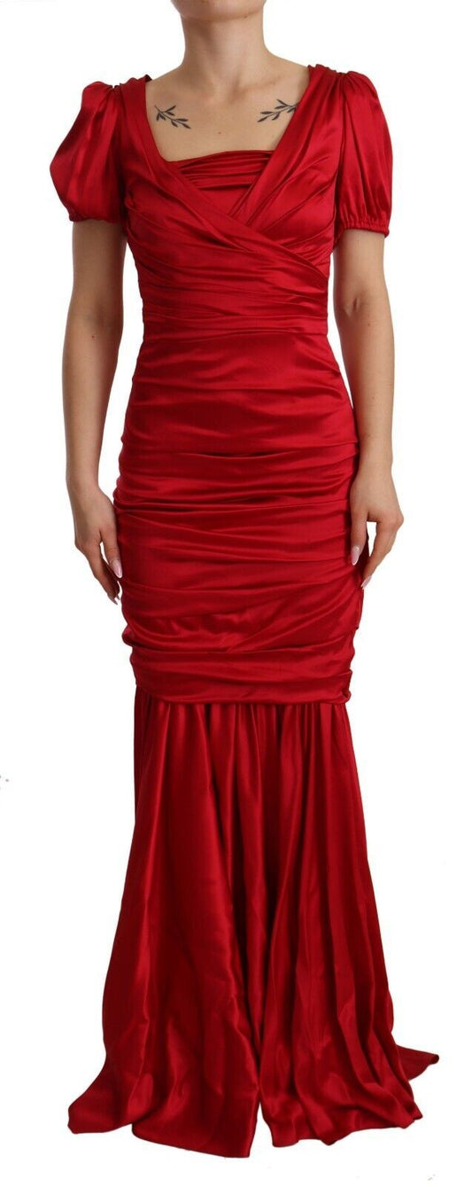 Dolce & Gabbana Red Silk Stretch Sheath Mermaid Gown Dress - Gio Beverly Hills