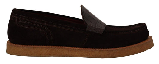 Dolce & Gabbana Brown Suede Leather Slip On Flats Moccasin Shoes - Gio Beverly Hills