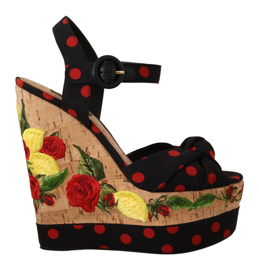 Dolce & Gabbana Multicolor Platform Wedges Sandals Charmeuse Shoes - Gio Beverly Hills