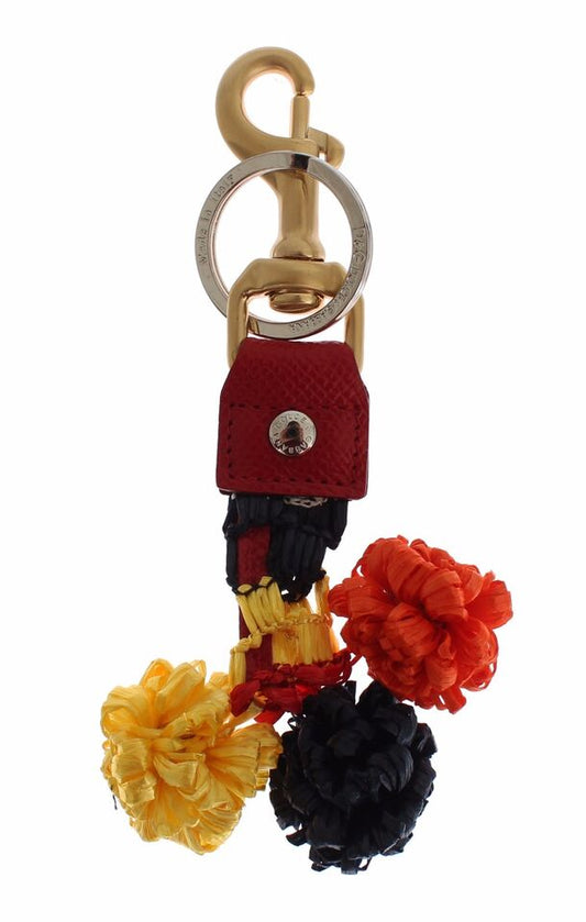 Dolce & Gabbana Gold Yellow Raffia Leather Clasp Finder Chain Keyring - Gio Beverly Hills