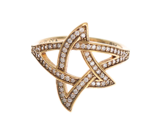 Nialaya Gold Star Clear CZ Gold 925 Silver Ring - Gio Beverly Hills