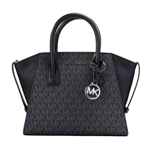 Michael Kors Avril Small Black PVC Leather Top Zip Satchel Crossbody Bag Purse - Gio Beverly Hills