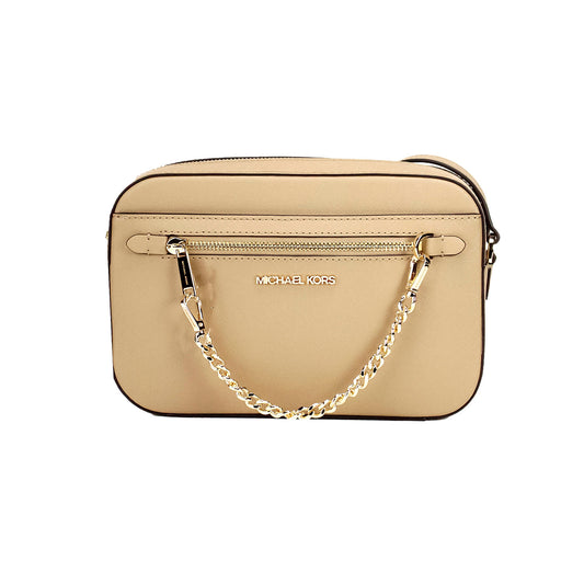 Michael Kors Jet Set East West Large Camel Leather Zip Chain Crossbody Bag - Gio Beverly Hills