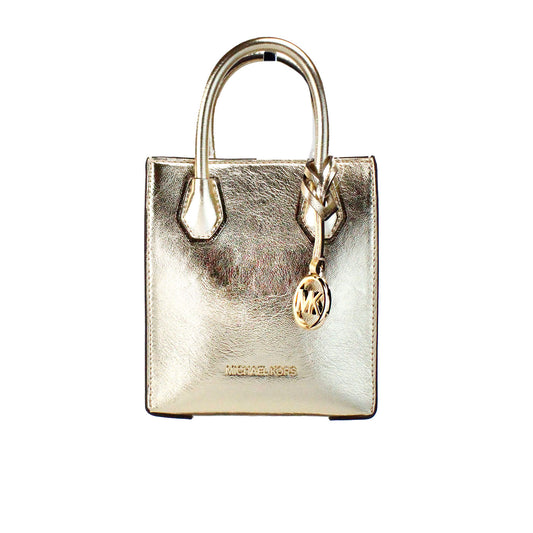 Michael Kors Mercer XS Pale Gold Metallic North South Shopper Crossbody Bag - Gio Beverly Hills