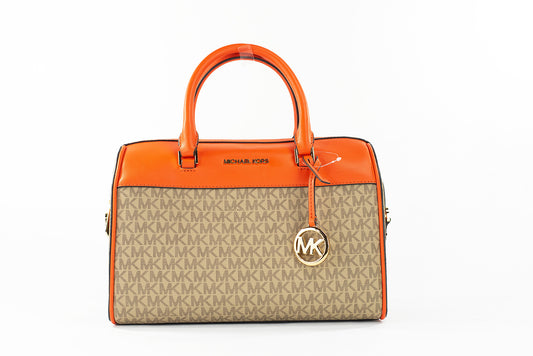 Michael Kors Travel Medium Poppy Signature PVC Duffle Crossbody Handbag Purse - Gio Beverly Hills