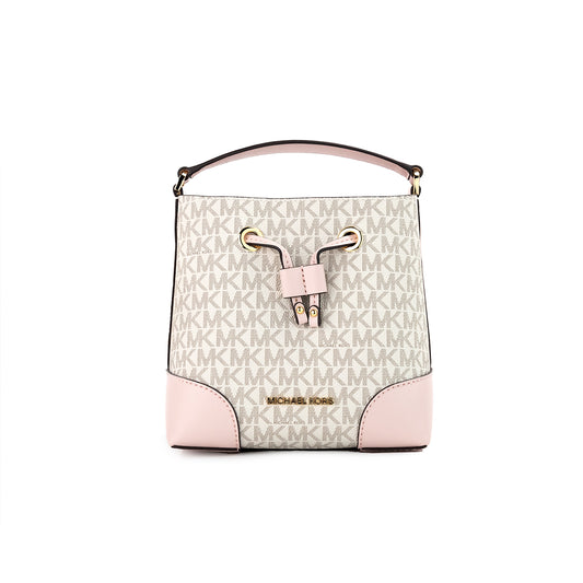 Michael Kors Mercer Small Powder Blush Multi PVC Bucket Crossbody Handbag Purse - Gio Beverly Hills